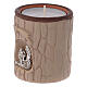 Cylindrical beige candle holder with Nativity terracotta of Deruta s2