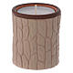 Cylindrical beige candle holder with Nativity terracotta of Deruta s3