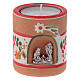 Cylindrical red country candle holder with Nativity terracotta of Deruta s1