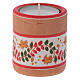 Cylindrical red country candle holder with Nativity terracotta of Deruta s3