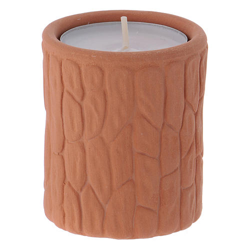 Candle holder in terracotta from Deruta with Nativity 3