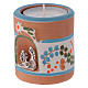 Teelicht-Leuchter Terrakotta Deruta mit heiligen Familie hellblau s2