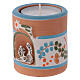 Blue country candle holder with Nativity terracotta of Deruta s2