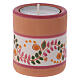 Pink country candle holder with Nativity terracotta of Deruta s3