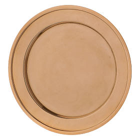 Candle holder plate in gold-plated brass