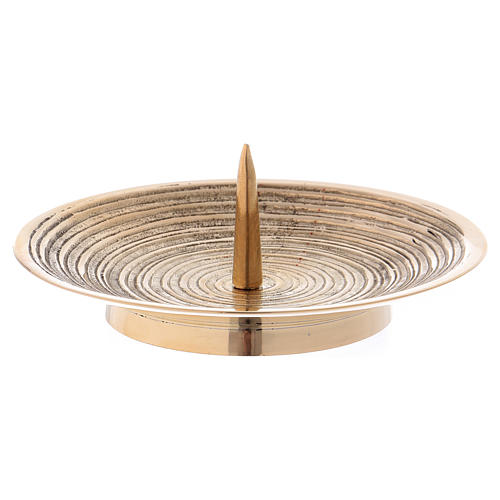 Candle holder plate in gold-plated brass with antique-style decoration 1
