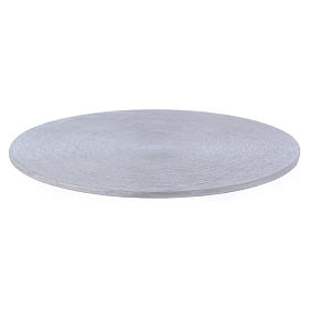 Candle holder plate in silver-plated aluminium