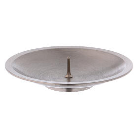 Candle holder plate with spike in silver-plated brass