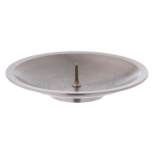 Candle holder plate with spike in silver-plated brass 1
