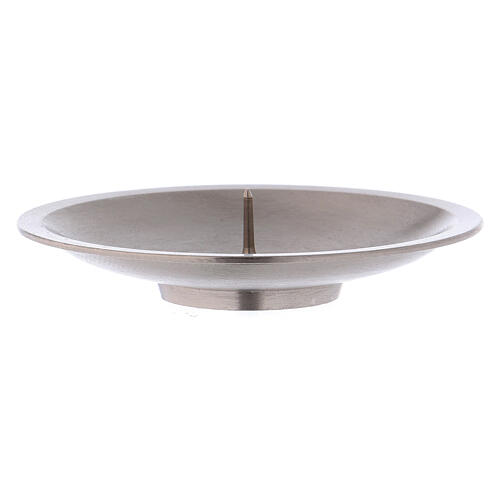 Candle holder plate with spike in silver-plated brass 2