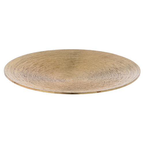 Round candle holder plate in gold-plated aluminium 1