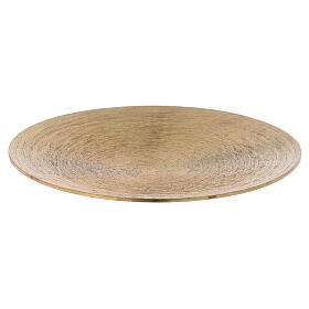 Round candle holder plate in gold plated aluminium