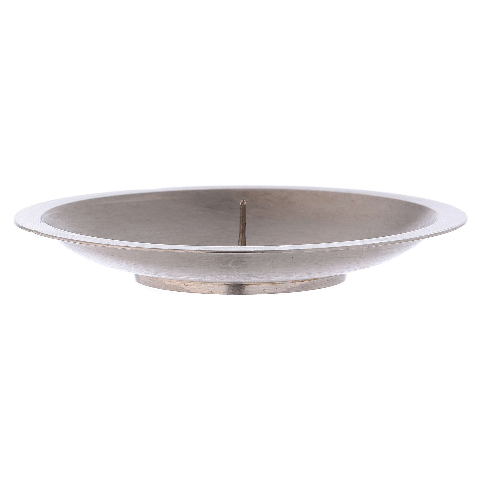 Matte silverplated brass candle holder plate with spike online sales on