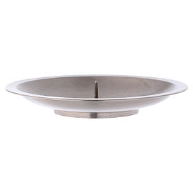 Matte silver-plated brass candle holder plate with spike