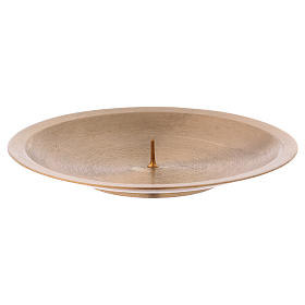 Candle holder plate in matt gold-plated brass with jag