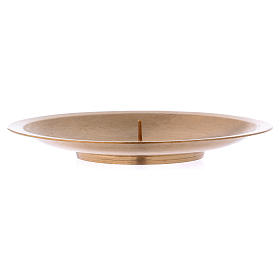 Candle holder plate in matt gold-plated brass with jag