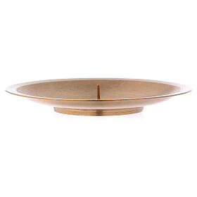 Matte gold plated brass candle holder plate with spike