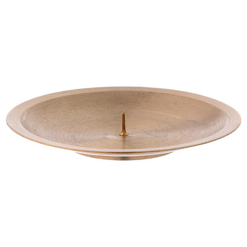 Matte gold plated brass candle holder plate with spike 1