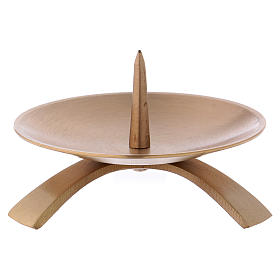 Tripod candle holder plate with jag in matt gold-plated brass