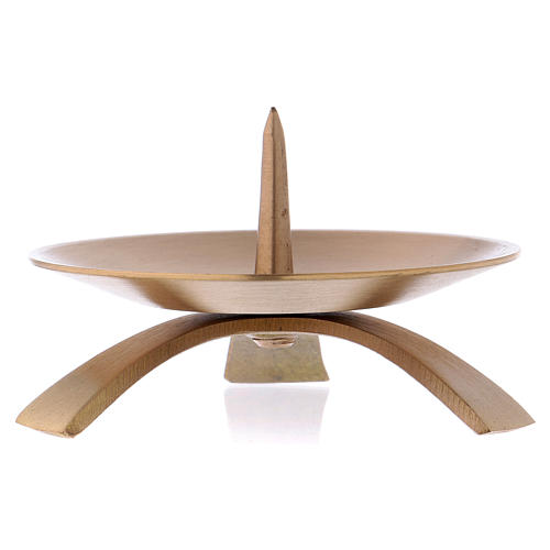 Tripod candle holder plate with jag in matt gold-plated brass 2