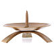 Tripod candle holder plate with spike in matte gold plated brass s2