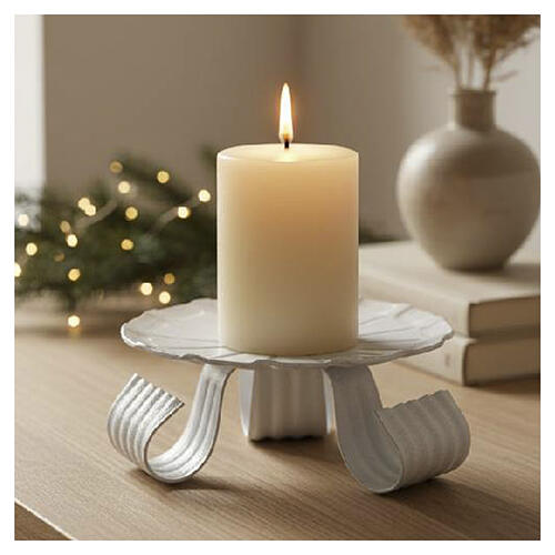 White iron tripod candle holder with spike 2