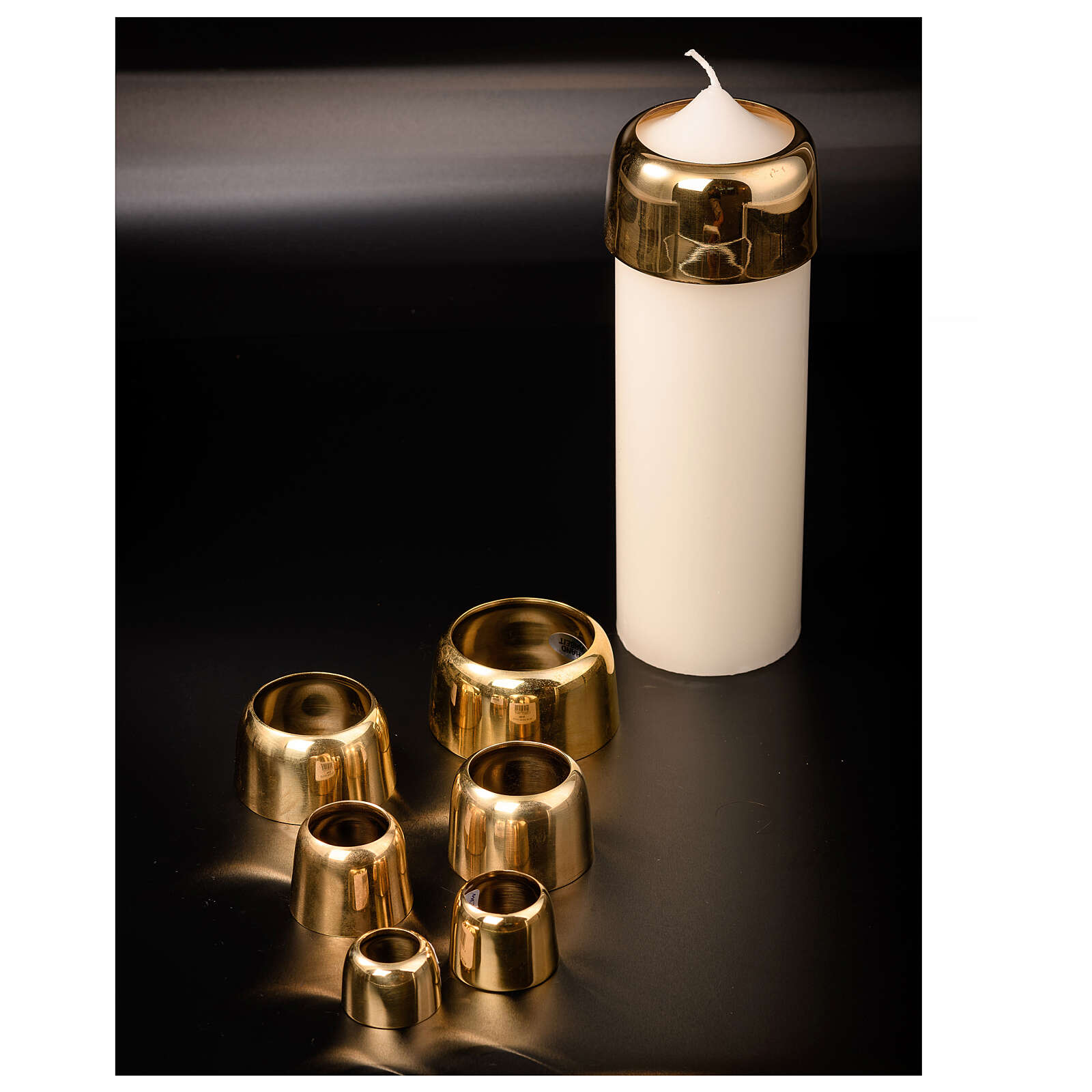 Round brass candle follower diam. 1 3/4 in online sales on