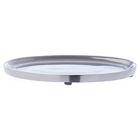 Oval candle holder in glossy aluminium 