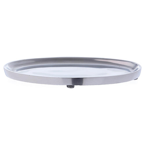 Oval candle holder in glossy aluminium  1