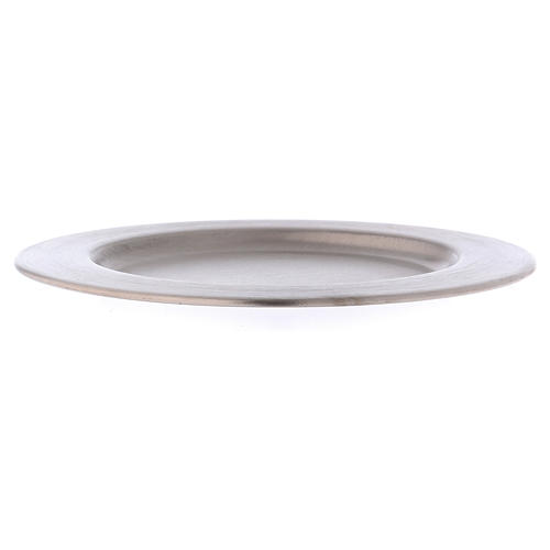 Candle holder plate in matt silver-plated brass 3
