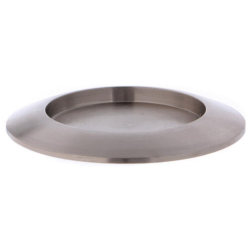Round candle holder in silver-plated brass diam. 5 1/2 in 1