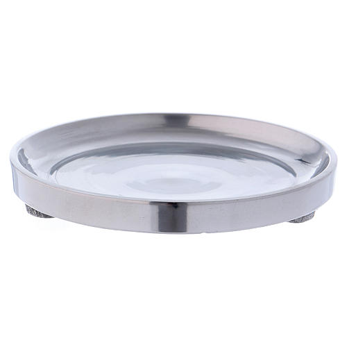 Candle holder in glossy silver-plated aluminium diam. 10 cm 1
