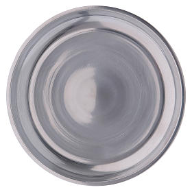 Bougeoir en aluminium argenté brillant diam. 10 cm