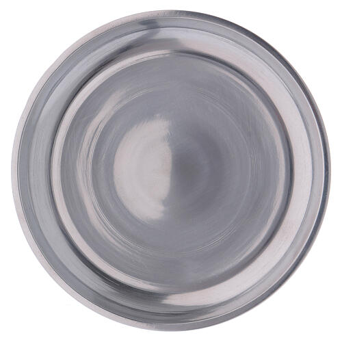 Silver-plated polish aluminium candle holder diam. 4 in 2