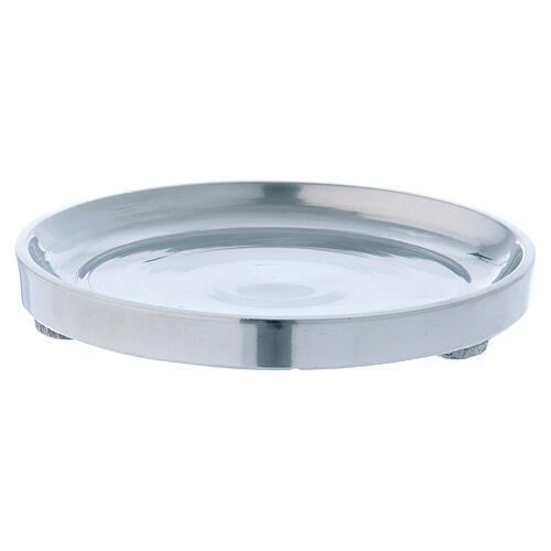 Silver-plated polish aluminium candle holder diam. 4 in 3