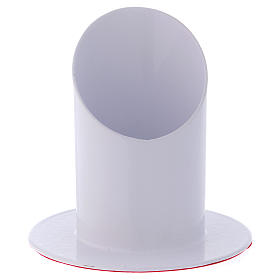 Porte-bougie en laiton laqué blanc diam. 5 cm