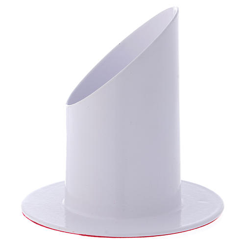Porte-bougie en laiton laqué blanc diam. 5 cm 3