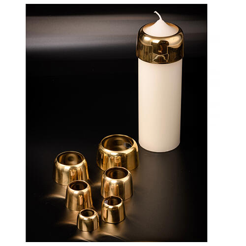 Candle follower in gold plated brass d. 2 3/4 in 3