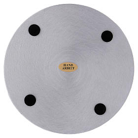 Plato portavela de aluminio plateado diámetro d. 14 cm