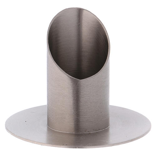 Candle holder tube in satinised silver-plated brass 1