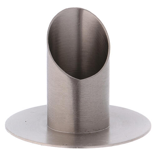 Tubular candle holder in silver-plated brass with satin finish 1