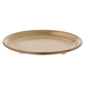Candle holder plate in satinised gold-plated brass diam. 9 cm