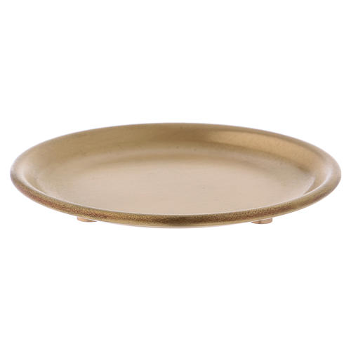 Candle holder plate in satinised gold-plated brass diam. 9 cm 1