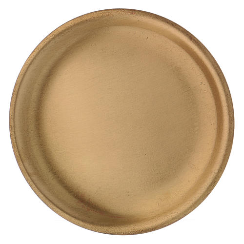 Candle holder plate in satinised gold-plated brass diam. 9 cm 2