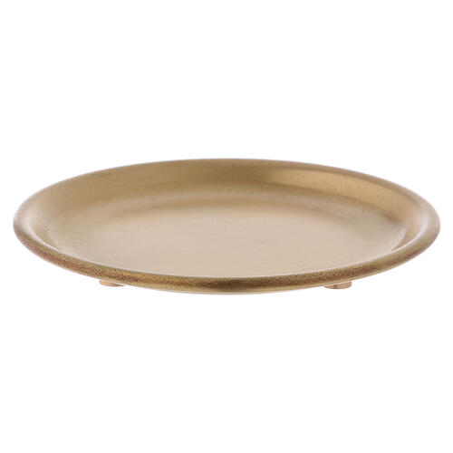 Candle holder plate in gold plated brass satin finish d. 3 1/2 in 1