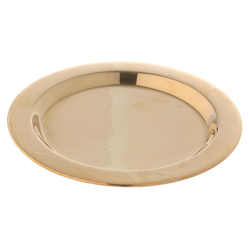 Candle holder plate in glossy gold-plated brass diam. 11 cm 1
