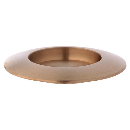 Gold plated brass candle holder plate with satin finish d. 2 1/2 in 1