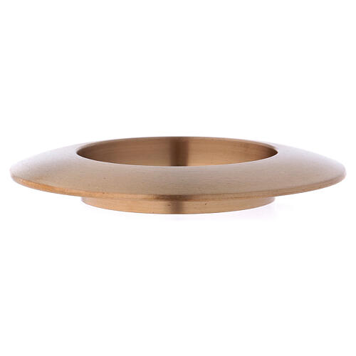 Gold plated brass candle holder plate with satin finish d. 2 1/2 in 3