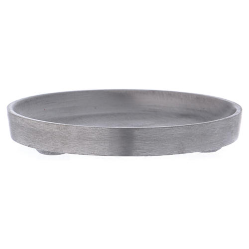 Round candle holder plate in matt silver-plated brass 3