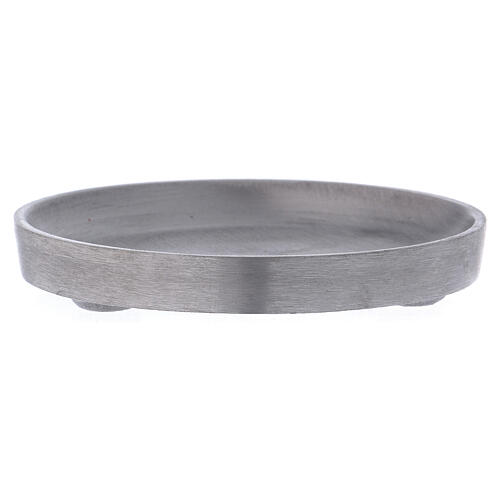 Round candle holder plate in matte silver-plated brass 3